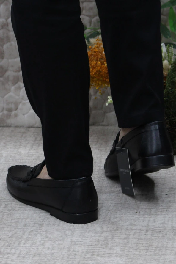 Pierre Cardin 25109 Siyah Hakiki Deri Erkek Babet Loafer Erkek Ayakkabı - Resim 4