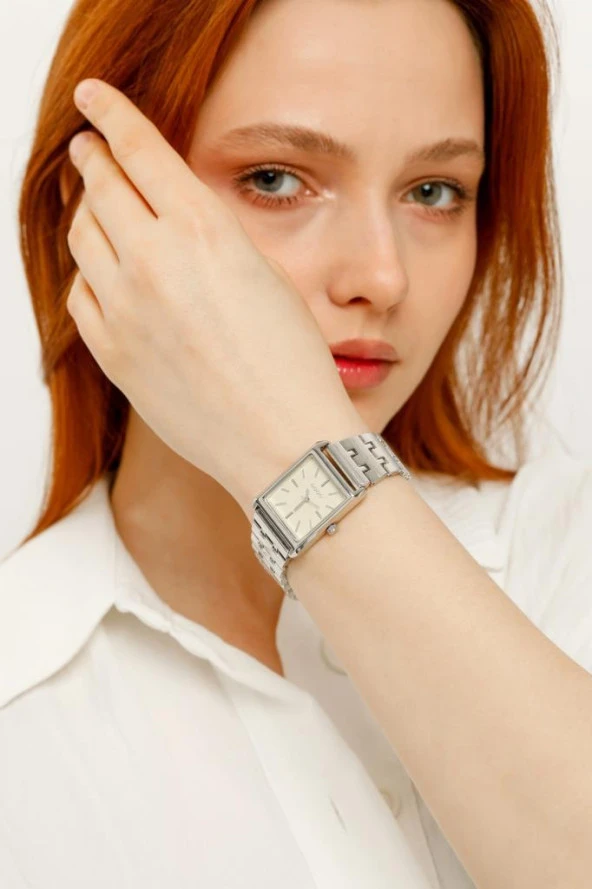 Maria Krem Kadran Gümüş Kordon Kadın Kol Saat - 4