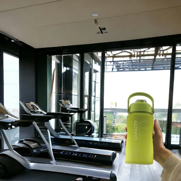 Yeşil Motivasyon Matarası Pipetli Çocuk Sporcu Su Şişesi 1.5 Litre Sızdırmaz Suluk 1500 cc - 5