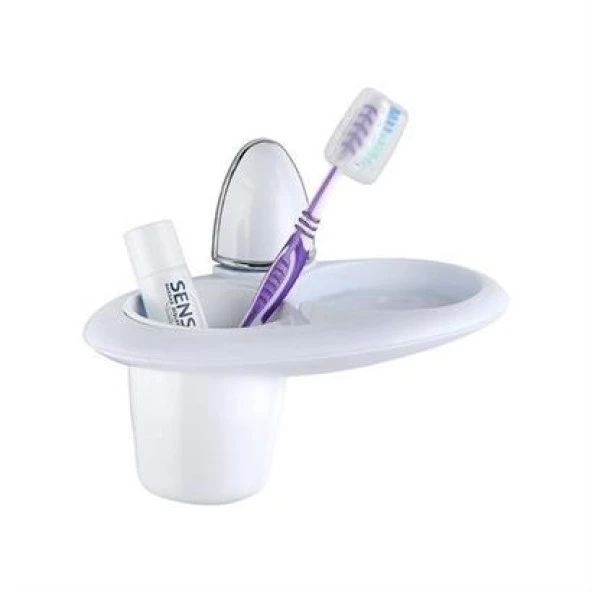 Periboia Diş Fırçası ve Diş Macunu Kutusu Tutacağı Plastik Beyaz Fırçalık