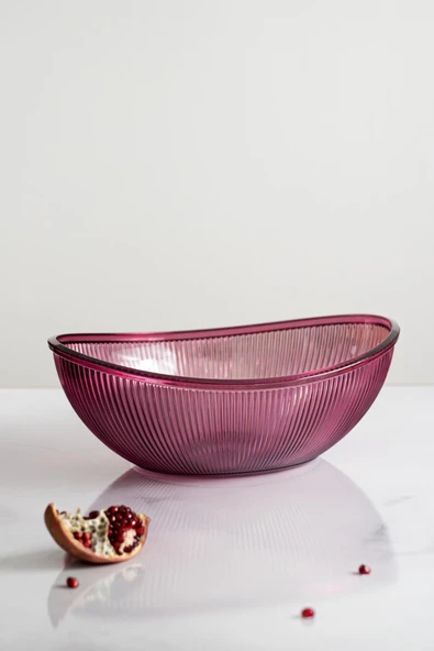 Akrilik Barok Mürdüm Büyük Oval Meyve & Salata Kasesi & Karıştırma Kabı / 3,3 Lt  (CAM DEĞİLDİR) - Resim 8