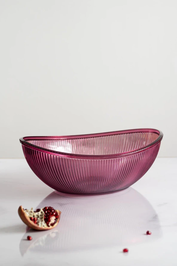 Akrilik Barok Mürdüm Büyük Oval Meyve & Salata Kasesi & Karıştırma Kabı / 3,3 Lt  (CAM DEĞİLDİR) - Resim 7