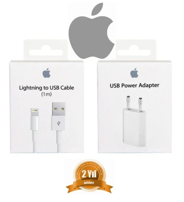 Orjinal Apple iPhone 14 Mini USB 5W Şarj Cihaz MD813ZM-A + MD818ZM-A Kablo Dahil