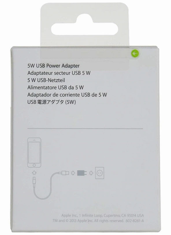 Orjinal Apple iPhone 13 mini USB 5W Şarj Cihaz MD813ZM-A + MD818ZM-A Kablo Dahil