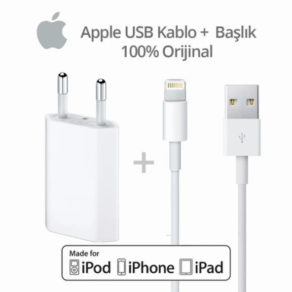 Orjinal Apple iPhone 11 USB 5W Şarj Cihaz MD813ZM-A + MD818ZM-A Kablo Dahil