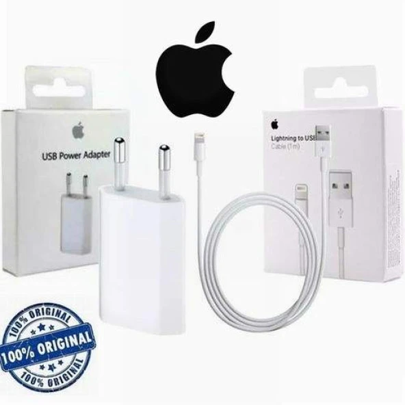 Orjinal Apple iPad USB 5W Şarj Cihaz MD813ZM-A + MD818ZM-A Kablo Dahil