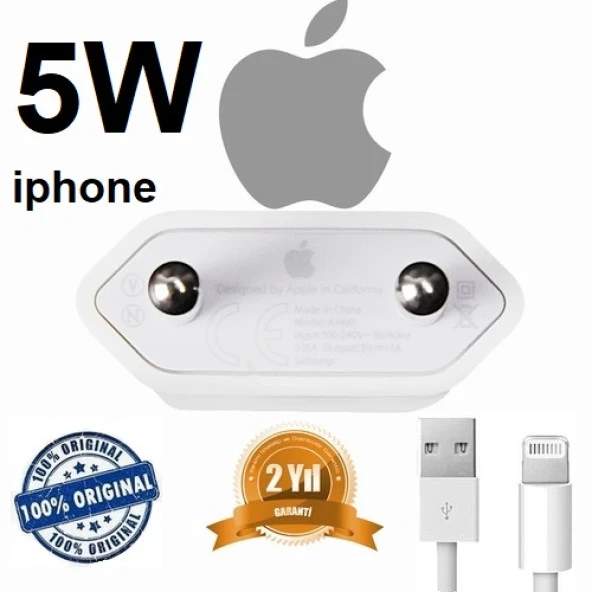 Orjinal Apple iPad USB 5W Şarj Cihaz MD813ZM-A + MD818ZM-A Kablo Dahil