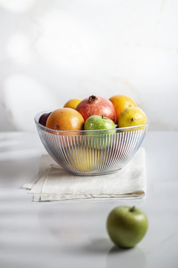 Akrilik Barok Şeffaf Büyük Kare Meyve & Salata Kasesi & Karıştırma Kabı / 3,3 Lt  (CAM DEĞİLDİR) - Resim 3