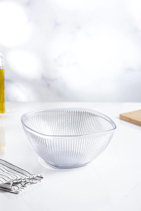 Akrilik Barok Şeffaf Büyük Kare Meyve & Salata Kasesi & Karıştırma Kabı / 3,3 Lt  (CAM DEĞİLDİR) - Resim 11