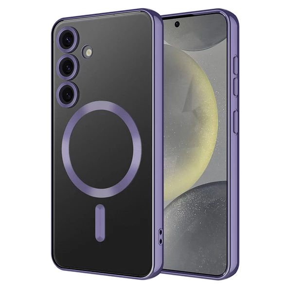 Galaxy S24 Kılıf Kamera Korumalı Magsafe Parlak Luxury - Resim 12