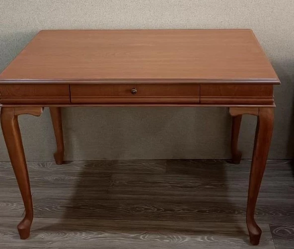 Çalışma Masa ST 19422 Klasik Model Parlak Ceviz Kayın ayak Kaplama Eskitme Kulp - 9