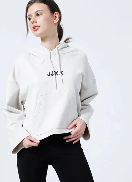 JJXX Yazı Baskılı Kapüşonlu Oversize Kadın Sweatshirt 12220562 - Resim 2