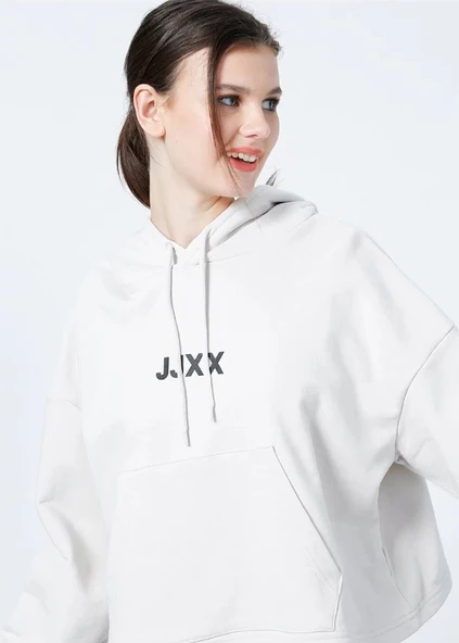 JJXX Yazı Baskılı Kapüşonlu Oversize Kadın Sweatshirt 12220562 - Resim 3