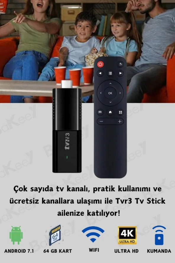 4K Android TV Stick Medya Oynatıcı Android 7.1 Ultra Hd Tv Box Google Play Asistan Smart Tv Wifi - 8