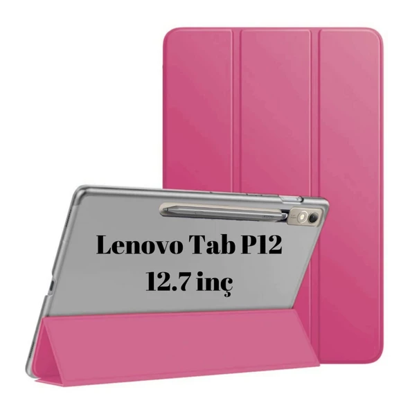 Lenovo Tab P12 12.7inç TB370FU Kalem Bölmeli Kılıf PU Deri Smart Standlı Case - 9