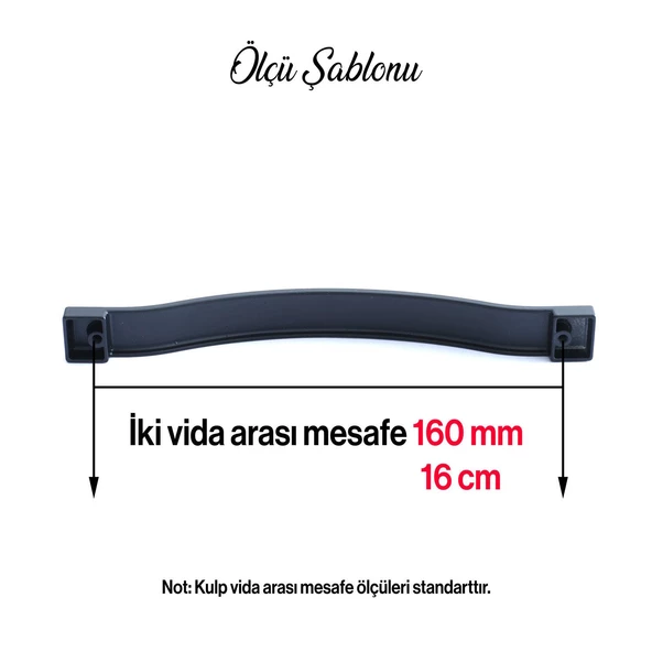 Akasya Kulp Mobilya Mutfak Dolabı Çekmece Dolap Kulpları Kapak Kulpu Kulbu Siyah Renk 160 mm Metal - 4