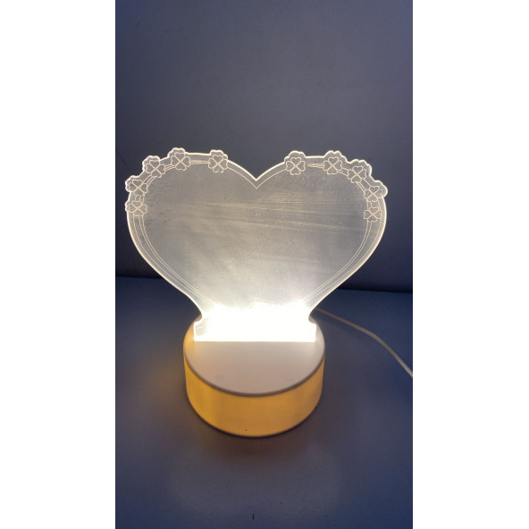 3D Led Işık Kalp Kalem İle Yazılıp Silinebilir