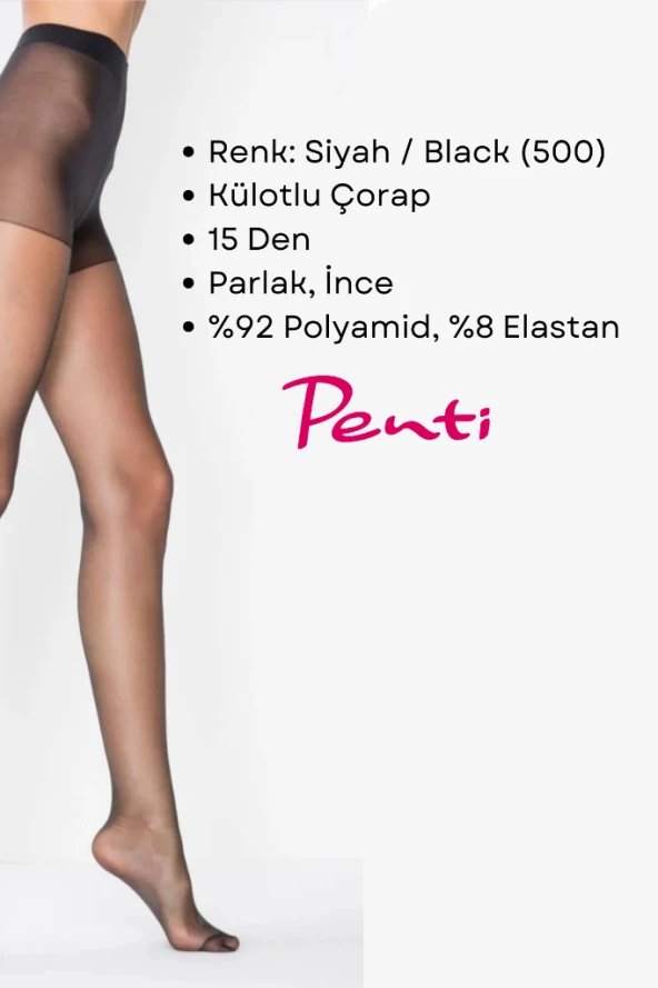 Penti Fit 15 Den Parlak İnce Külotlu Çorap Siyah (500) - 4 Numara X Large - 2