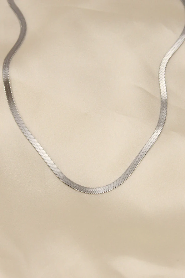 316L Çelik Silver Renk 45 cm İtalyan Zincir Model Kadın Kolye - Resim 2