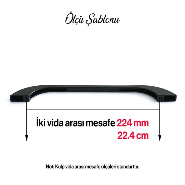 Meriç Kulp Mobilya Mutfak Dolabı Çekmece Dolap Kulpları Kapak Kulpu Kulbu Siyah Renk 224 mm Metal - 5