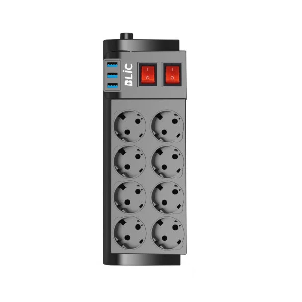 Blic Termal Akım Korumalı 8 Li Uzatma Kablosu  3XUsb 2 Mt 16 Amper FTR-08