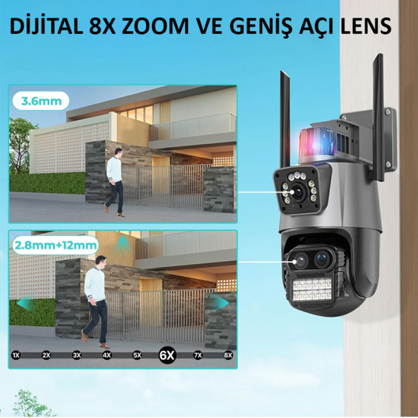 YS-18 Kablosuz Wifi ip 6 Megapixel Ultra HD Mavi kırmızı ışıklı Alarmlı Ev, Ofis Güvenlik Kamerası - 4
