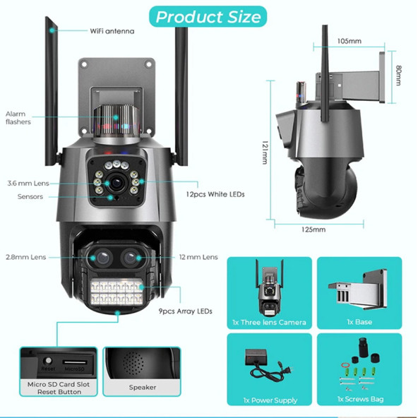 YS-18 Kablosuz Wifi ip 6 Megapixel Ultra HD Mavi kırmızı ışıklı Alarmlı Ev, Ofis Güvenlik Kamerası - 5