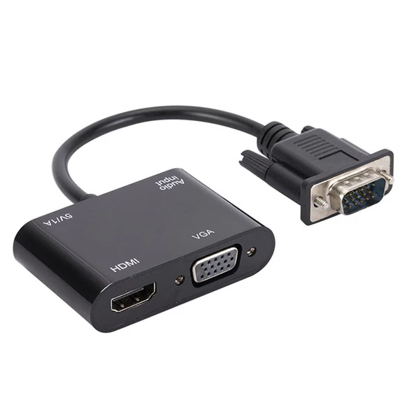 Vga to hdmı +vg+audio çevirici 5v1A power destekli HDTV adaptör