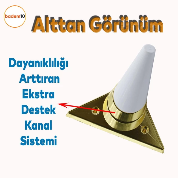 Golden Köşe Lüks Mobilya Grubu Kanepe Sehpa Tv Ünitesi Koltuk Ayağı 14 Cm Beyaz Altın Baza Ayakları - Resim 4