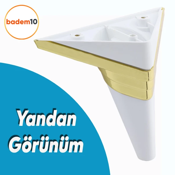 Golden Köşe Lüks Mobilya Grubu Kanepe Sehpa Tv Ünitesi Koltuk Ayağı 14 Cm Beyaz Altın Baza Ayakları - Resim 3
