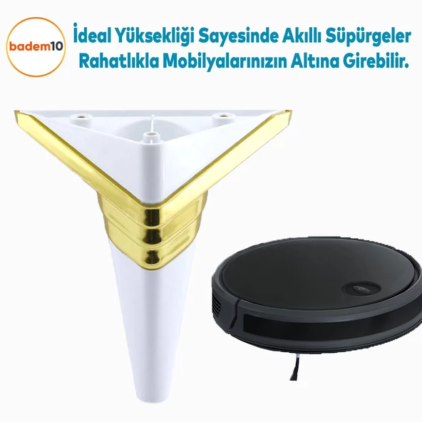 Golden Köşe Lüks Mobilya Grubu Kanepe Sehpa Tv Ünitesi Koltuk Ayağı 14 Cm Beyaz Altın Baza Ayakları - Resim 5