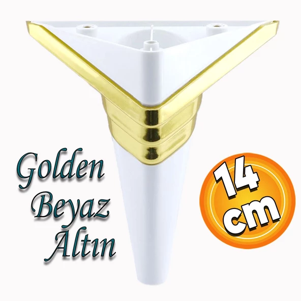 Golden Köşe Lüks Mobilya Grubu Kanepe Sehpa Tv Ünitesi Koltuk Ayağı 14 Cm Beyaz Altın Baza Ayakları