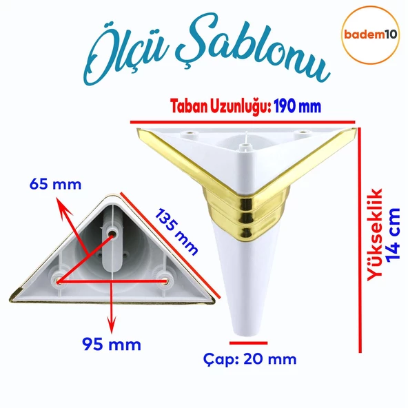 Golden Köşe Lüks Mobilya Grubu Kanepe Sehpa Tv Ünitesi Koltuk Ayağı 14 Cm Beyaz Altın Baza Ayakları - Resim 2