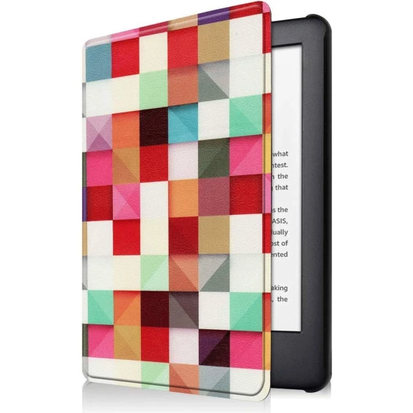 Amazon Kindle Paperwhite 4 - 10. Nesil  2018 Kitap Okuyucu Kılıfı Kareli Karışık - 2