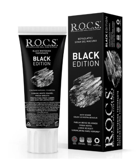 Rocs Black Edition Kömürle Beyazlatici Diş Macunu 60 ML