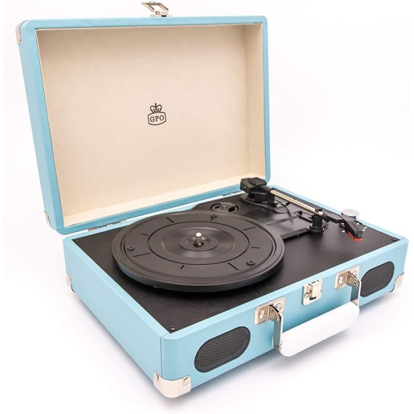 GPO Soho Çanta Pikap Çalar Stereo Hoparlör Mavi