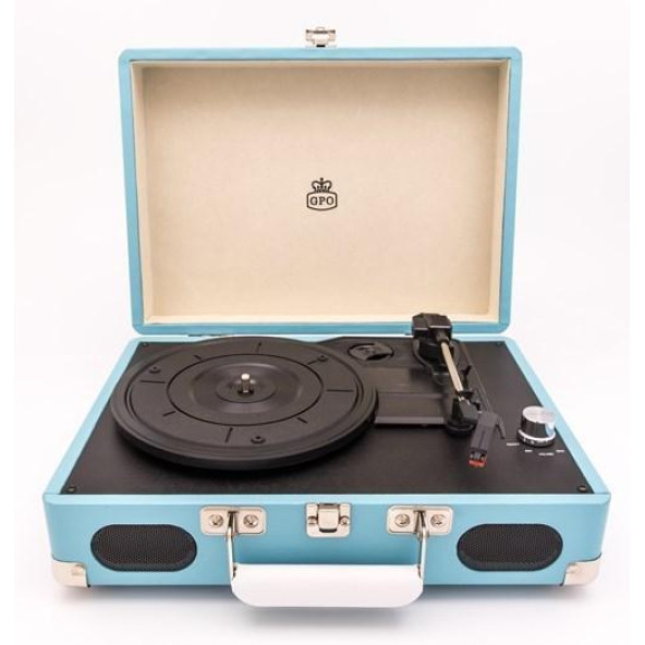 GPO Soho Çanta Pikap Çalar Stereo Hoparlör Mavi - 5