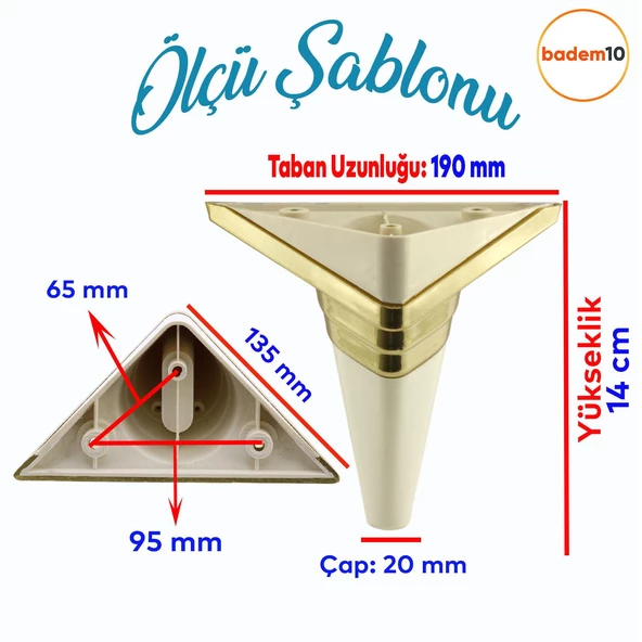 Golden Köşe Lüks Mobilya Grubu Kanepe Sehpa Tv Ünitesi Koltuk Ayağı 14 Cm Krem Altın Baza Ayakları - Resim 2