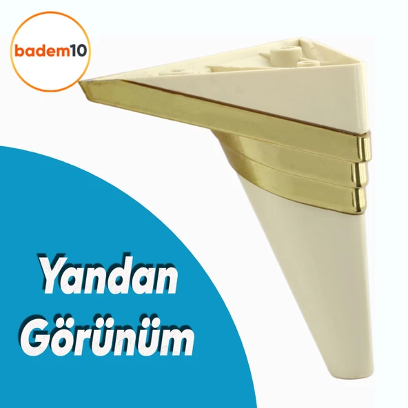 Golden Köşe Lüks Mobilya Grubu Kanepe Sehpa Tv Ünitesi Koltuk Ayağı 14 Cm Krem Altın Baza Ayakları - Resim 3