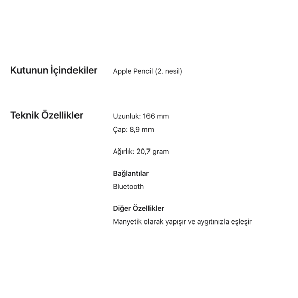Apple Pencil (2. nesil) MU8F2TU/A - TEŞHİR  (M1 VE ÖNCESİ MODELLERLE UYUMLUDUR) - 4