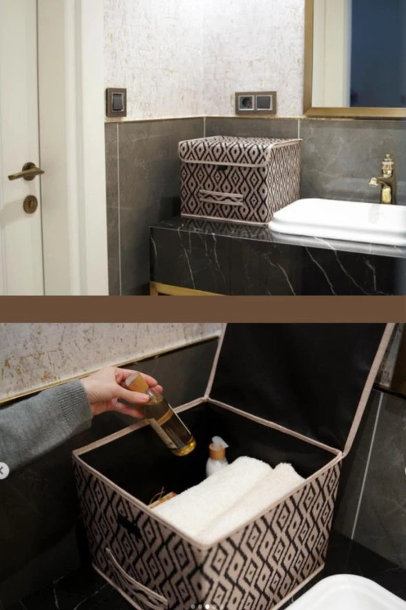 Flosoft Çok Amaçlı Kapaklı Kutu, Dolap Raf Düzenleyici, Dekoratif Saklama Kutusu - 4