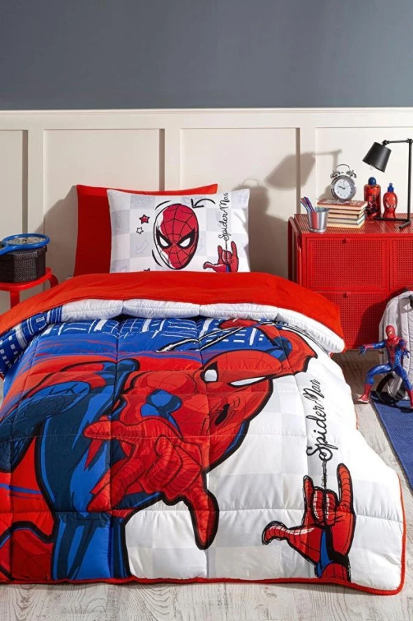 Özdilek Spiderman Blue City Tek Kişilik Disney Lisanslı Ranforce Lastikli Fitted Çarşaf Çocuk Uyku