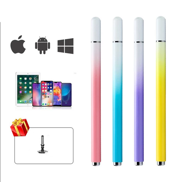 Dokunmatik Tablet Telefon Kalemi +1 Yedek Uç Renk Geçişli Passive Stylus Bilgisayar Kalem - 9