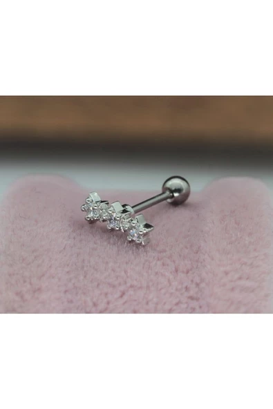 Paslanmaz Kararmaz Cerrahi Çelik Tragus, Kıkırdak, Helix 8 Mm Piercing (ÇİFT TARAFLI AÇILABİLİR) - 2