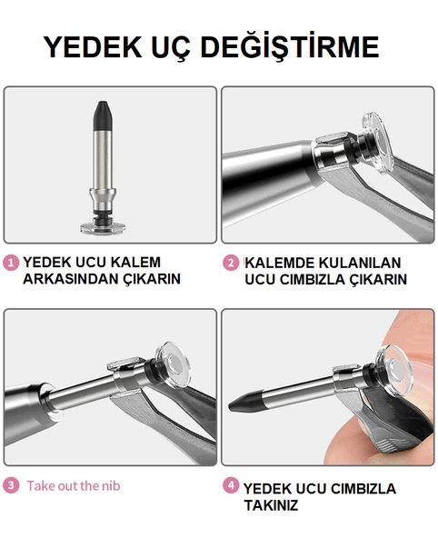 Dokunmatik Tablet Telefon Kalemi +1 Yedek Uç Renk Geçişli Passive Stylus Bilgisayar Kalem - 12