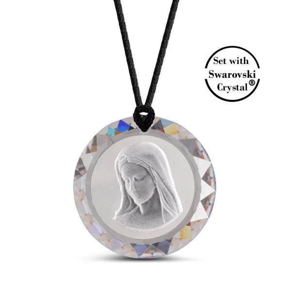 Kuyumcudukkani Özel Kesim"Swarovski Crystal Meryem Ana"Kolye