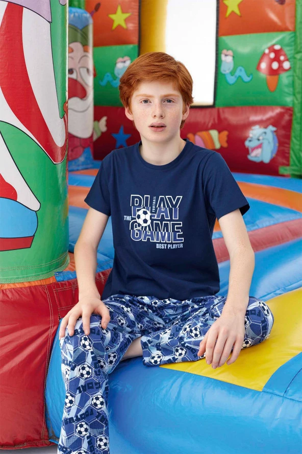 Aydoğan Erkek Garson Polat Kısa Kol Lacivert Pijama Takım 240510