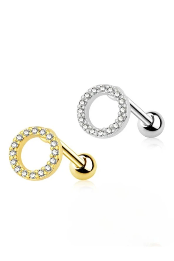 Oval Model Çelik Tragus Kıkırdak Helix Piercing - 4