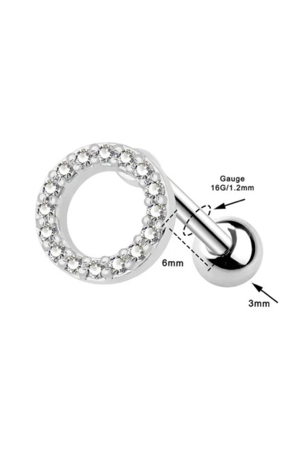 Oval Model Çelik Tragus Kıkırdak Helix Piercing - 5