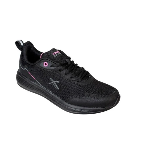 KİNETİX Kadın Siyah Beyaz Fileli Bağcıklı Comfort Taban Sneacer Spor Ayakkabı